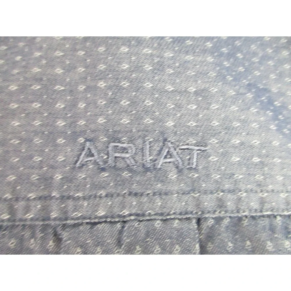 Ariat Shirt Mens XL Blue Button Down Long‎ Sleeve 100% Cotton Western Pocket